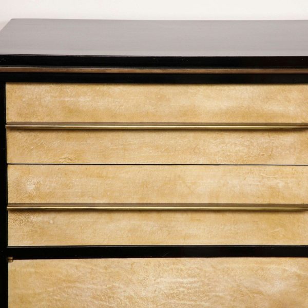 Important and Rare Red Goatskin with Ebonized Wood Credenza by Paul Dupre-Lafon - Image 10