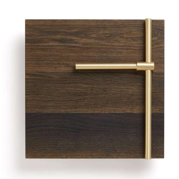 Collector’s Textured Brass and Oak Wine Unit with Bar Cabinet By Amuneal - Image 2