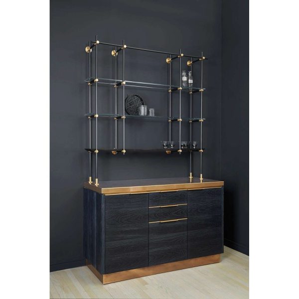 Amuneal's Charred Pine Bar Cabinet with Brass Countertop - Image 2