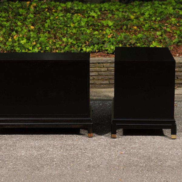 Breathtaking Pair of Black Walnut Parquetry Small Commodes by Renzo Rutili - Image 6
