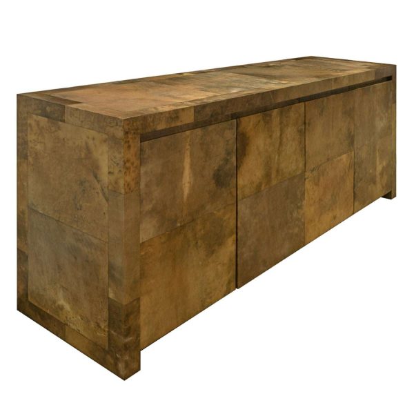 Karl Springer Rare "Royal Palm 4 Door Cabinet" in Lacquered Goatskin ca. 1990 - Image 3