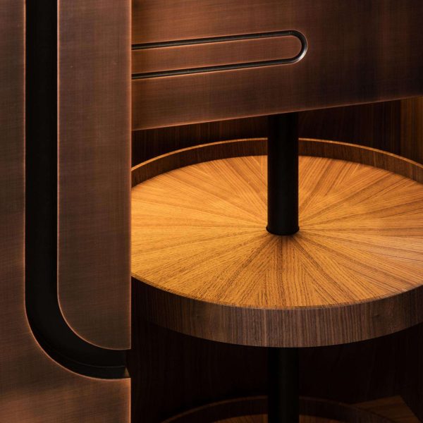 Modern Home Wine Bar Cabinet in Brushed Bronze, Brass, Copper - Image 11