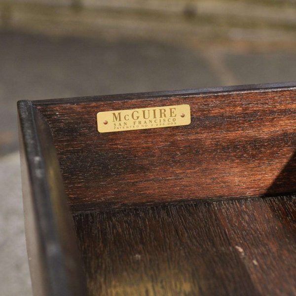 Beautiful Restored Pair of Mahogany, Rattan and Brass End Tables by McGuire - Image 10