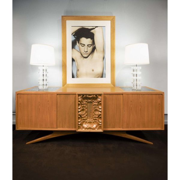 Vladimir Kagan One-of-a-Kind Credenza with Carved Center Panels 1940s (Signed) - Image 14