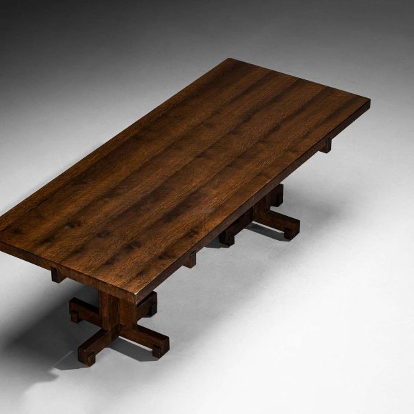 Giuseppe Rivadossi Dining Table in Oak with Cross Shaped Double Base - Image 3