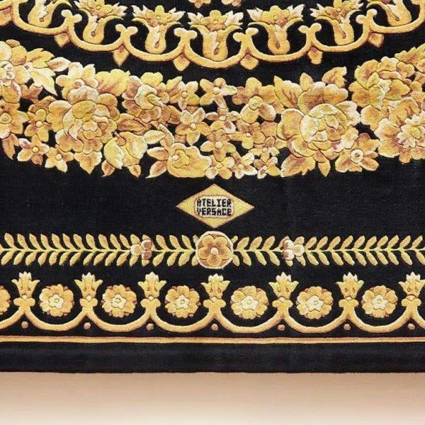 Versace Collection Rug Petit Barocco Nero Black Gold, 1980 - Image 2