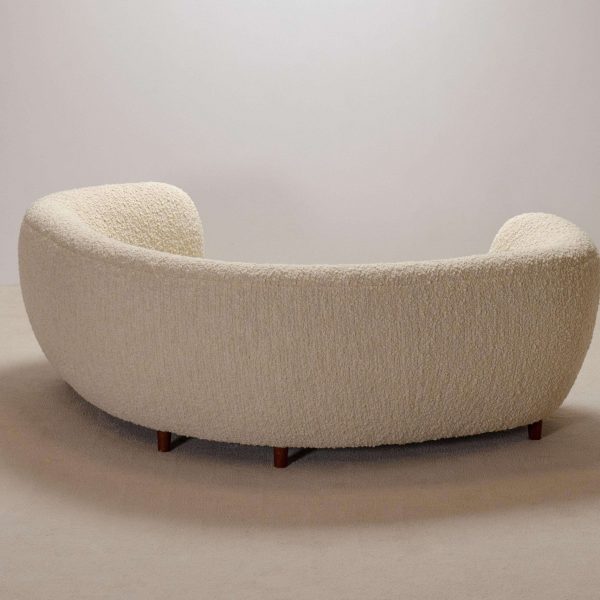 Danish Curved Three-Seater Banana Sofa in Bouclé with Oak Legs, 1940s - Image 6