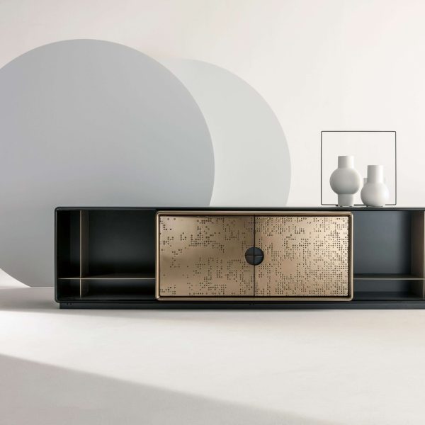 Laurameroni "Talento Lounge" Modern Low Sideboard in Bronze Liquid Metal - Image 2