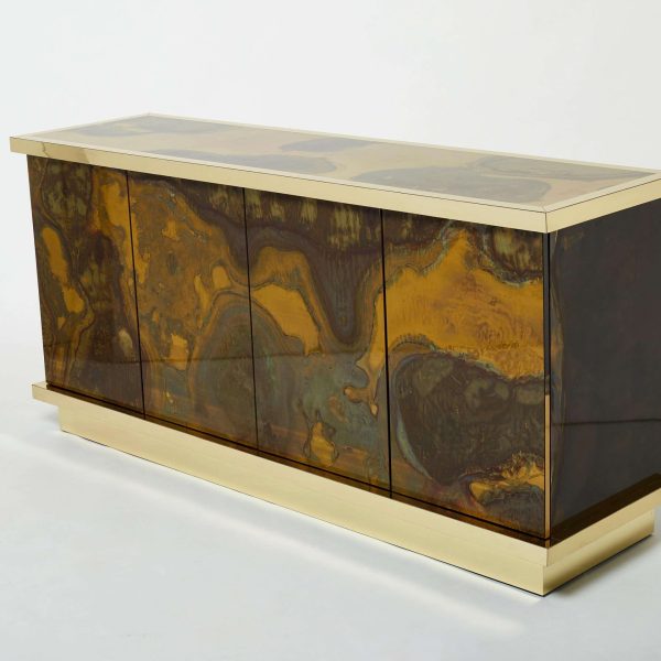 French Isabelle and Richard Faure Oxidized Brass Sideboard 1970s - Image 2