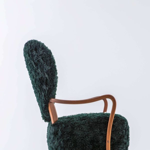 Contemporary Beechwood Uni Armchair with Heart Shaped Back and Mohair Upholstery - Image 3