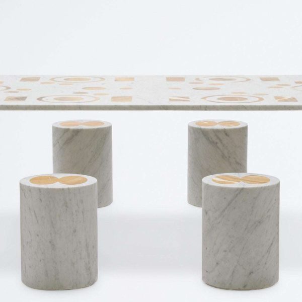 Intarsio Table, Contemporary White Marble and Onyx Dining Table - Image 3