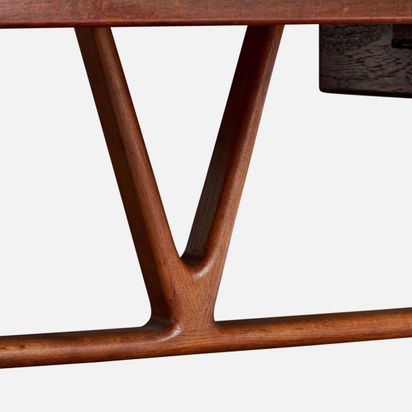 Hans Wegner Wishbone Desk, Oak, Teak, Denmark, 1950s - Image 5