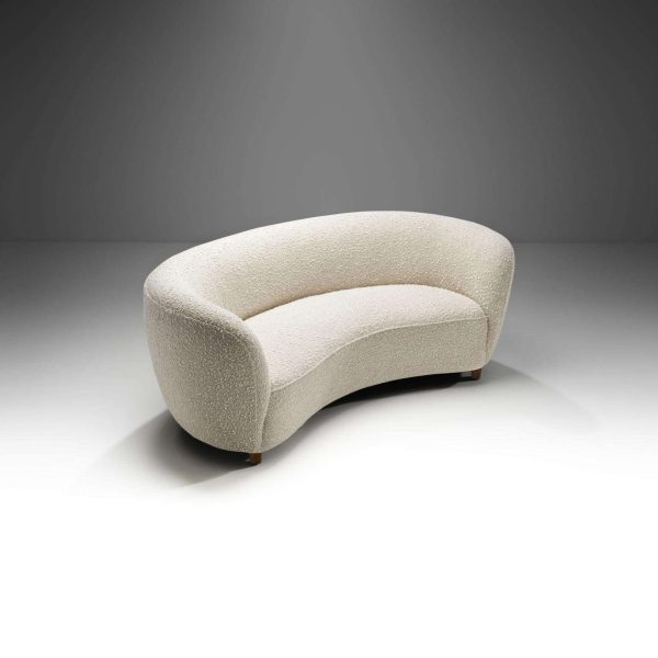 Danish Three-Seater Banana Sofa in Bouclé, 1940s - Image 5