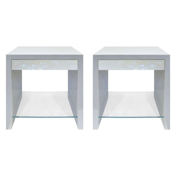 Pair of Pearl Front Bedside Tables by Lobel Originals