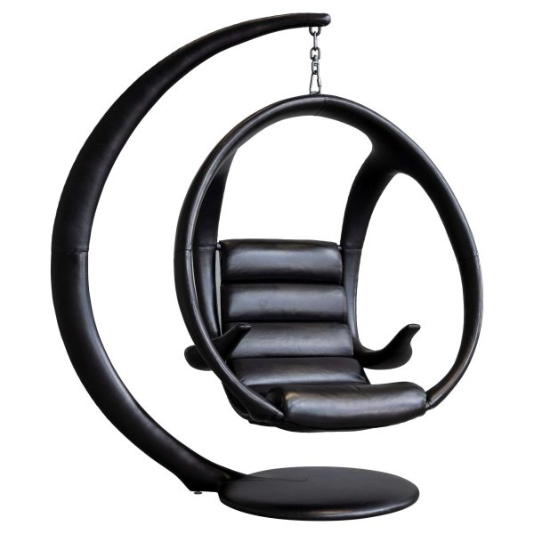 William Emmerson "Ab Ovo" Leather Hanging Pod Chair - Black