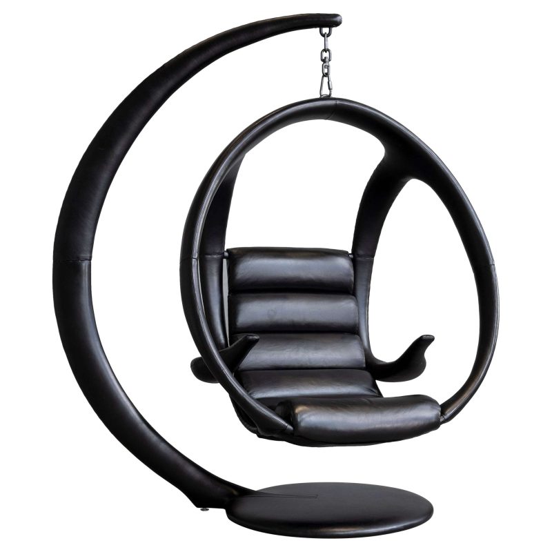 William Emmerson "Ab Ovo" Leather Hanging Pod Chair - Black