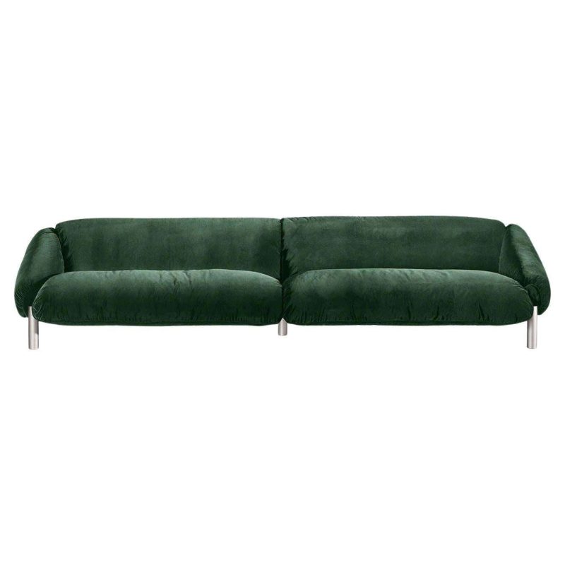 Flo 4-Seater Green Fabric Sofa by Lorenza Bozzoli