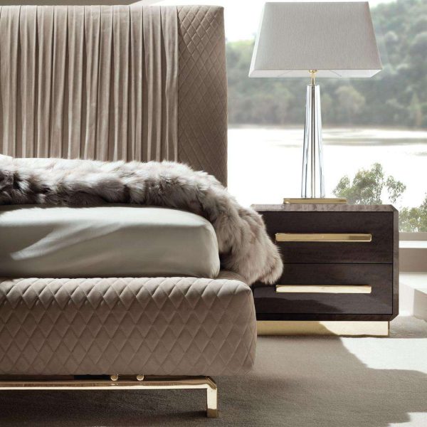 Giorgio infinity Upholstered King Size Bed Pleated Quilted Velvet Headboard - Image 7
