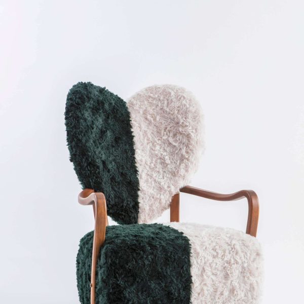 Contemporary Beechwood Uni Armchair with Heart Shaped Back and Mohair Upholstery - Image 5