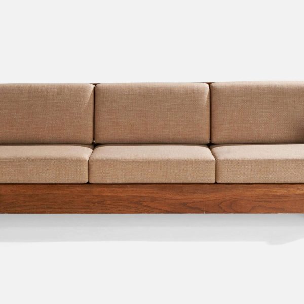 Howard Furniture Oak and Fabric Sofa, USA, 1950s - Image 3