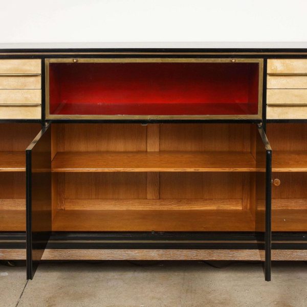 Important and Rare Red Goatskin with Ebonized Wood Credenza by Paul Dupre-Lafon - Image 7