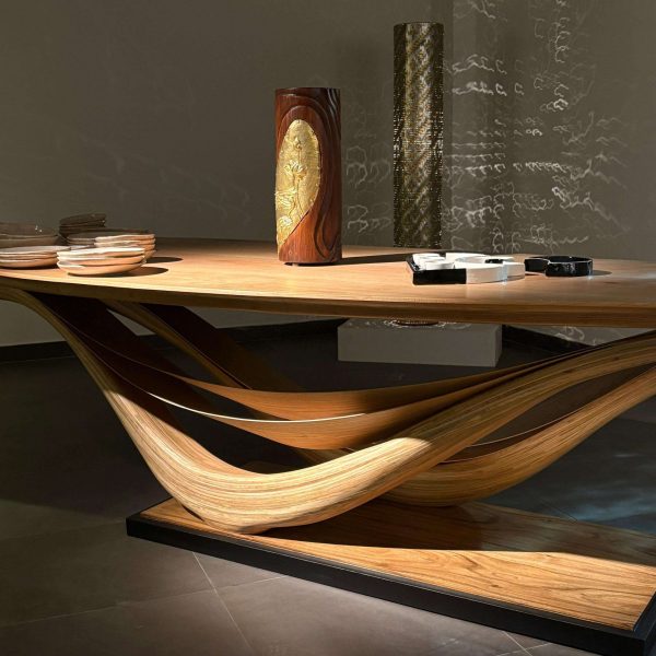 Dining Table No. 3 Fluentum Series - Bent Red Oak Wood by Raka Studio - Image 3
