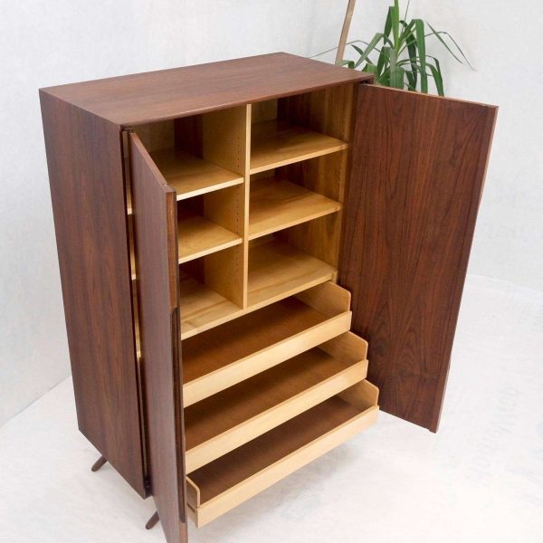 Vladimir Kagan Walnut Dresser Two Door Cabinet Chifforobe on Slayed Legs Mint! - Image 2