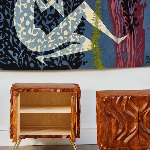 Pair of Wooden Nightstands by G. Nicolet - Image 5