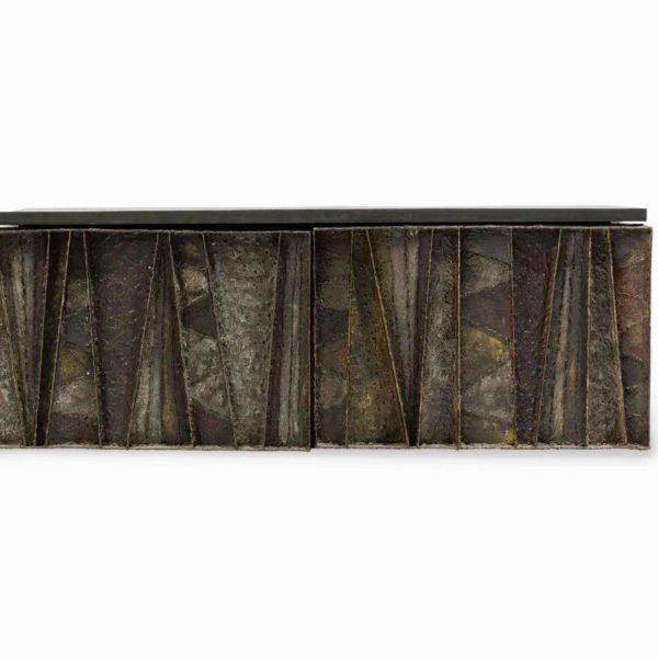 Paul Evans 'PE-19' Deep Relief Floating Wall Cabinet with Slate Top, 1964 - Image 2