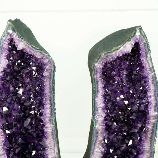 Pair of Amethyst Cathedral Geodes, Violet Purple with Large Amethyst Druzy - Image 2
