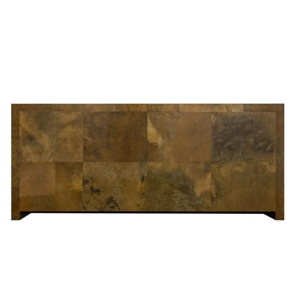 Karl Springer Rare "Royal Palm 4 Door Cabinet" in Lacquered Goatskin ca. 1990 - Image 5