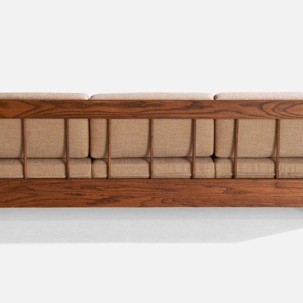 Howard Furniture Oak and Fabric Sofa, USA, 1950s - Image 5