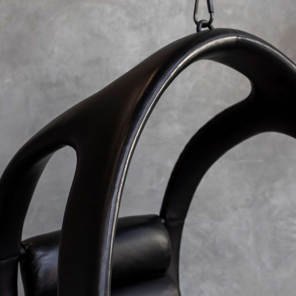 William Emmerson "Ab Ovo" Leather Hanging Pod Chair - Black - Image 4