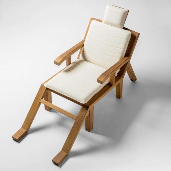 Sunlounger by Salvador Dalí Model "Portlligat" Surrealist Design Iroko Wood - Image 4