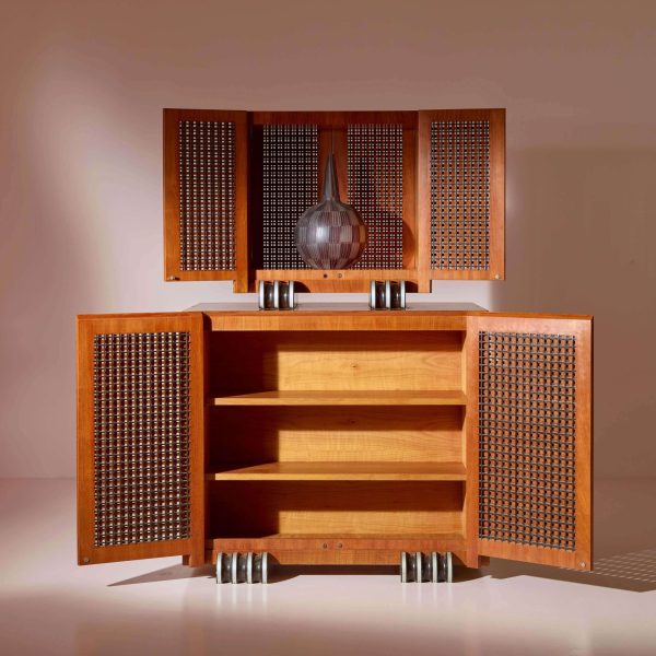 A Two-Part Cabinet in Rare Exotic Woods with Solid Ebony Inlays, Italy, 1990s - Image 5