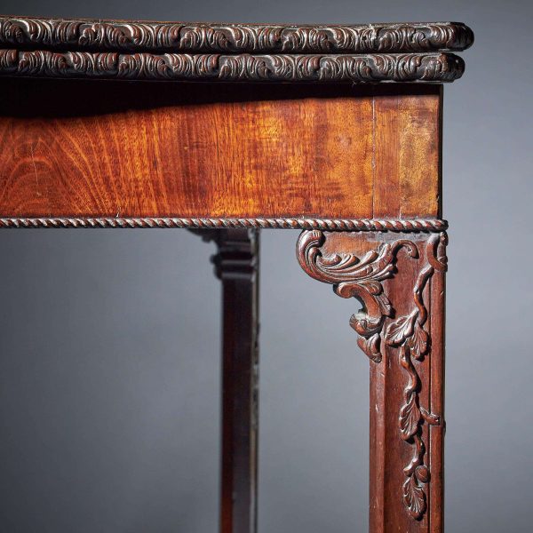 18th Century George III Carved Mahogany Serpentine Concertina Action Card Table - Image 7