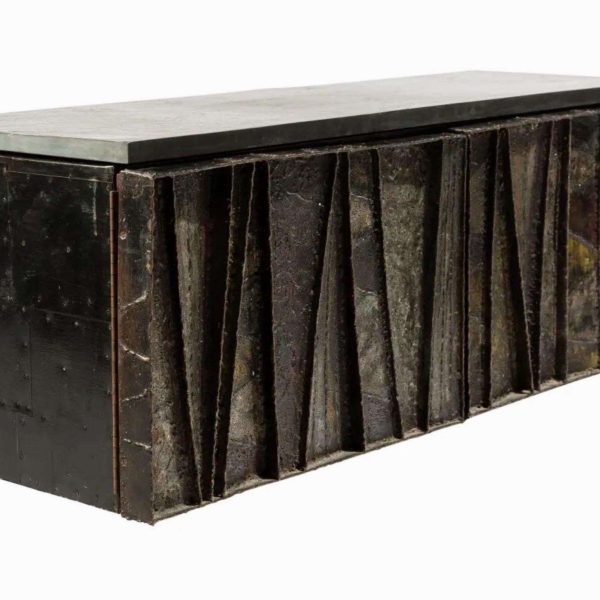 Paul Evans 'PE-19' Deep Relief Floating Wall Cabinet with Slate Top, 1964 - Image 3