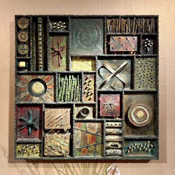 Rare Welded Steel, Polychrome, Gilt and Patinated Wall Sculpture by Paul Evans - Image 2