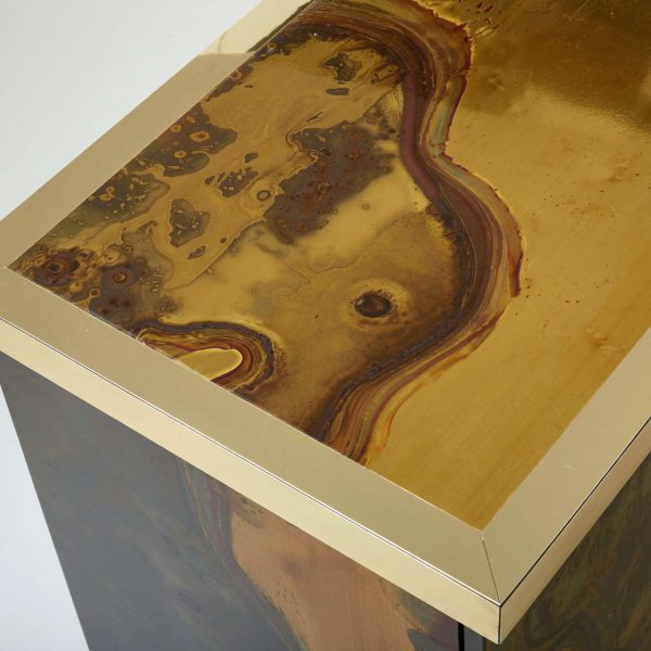 French Isabelle and Richard Faure Oxidized Brass Sideboard 1970s - Image 8
