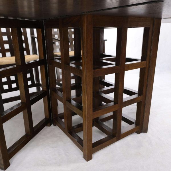 Brown Oak Cassina Macintosh Drop Leaf Dining Table 6 Rush Seat Chairs Set Mint - Image 9