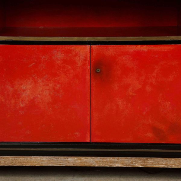 Important and Rare Red Goatskin with Ebonized Wood Credenza by Paul Dupre-Lafon - Image 4