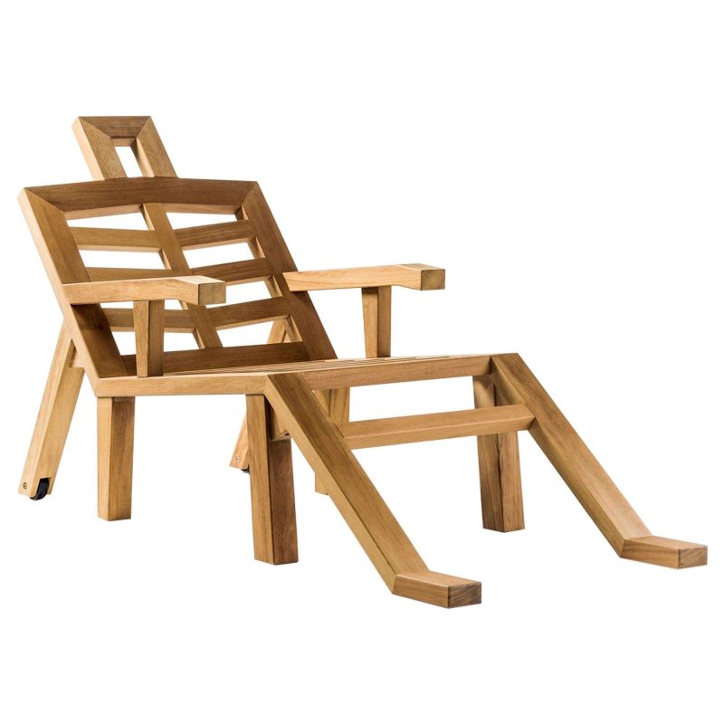 Sunlounger by Salvador Dalí Model "Portlligat" Surrealist Design Iroko Wood