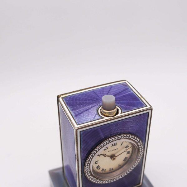 CARTIER Paris 1909 Belle Epoque Enamel Repeater Carriage Clock In Sterling Agate - Image 5