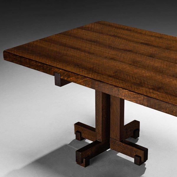 Giuseppe Rivadossi Dining Table in Oak with Cross Shaped Double Base - Image 4