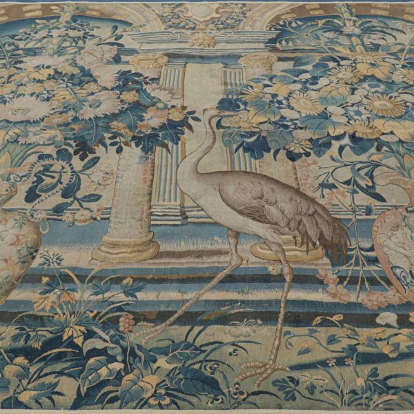 Antique Flemish Verdure Pictorial Tapestry in Blue and Cream Tones - Rug & Kilim - Image 7