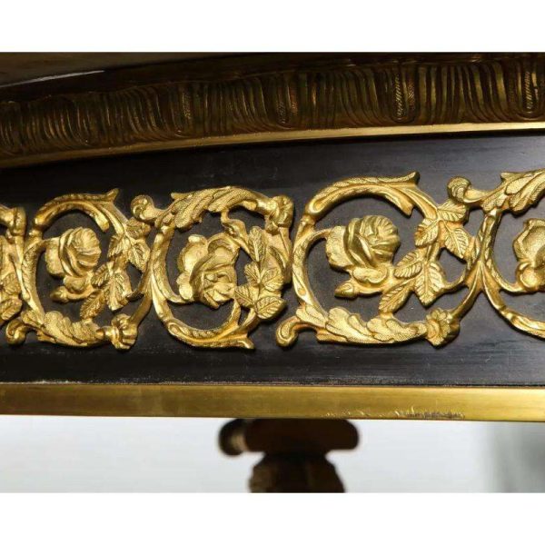 Impressive Empire Style Malachite and Ormolu Center Table After Desmalter - Image 12