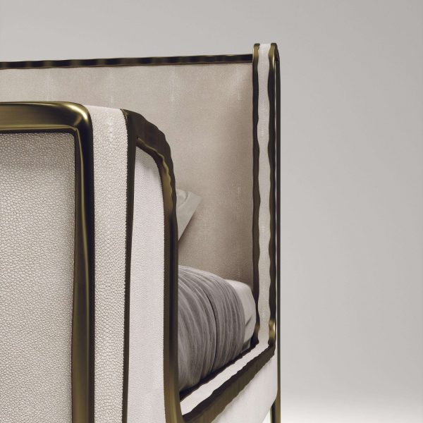 Shagreen Bed with Bronze-Patina Brass Details by R&Y Augousti - Image 3