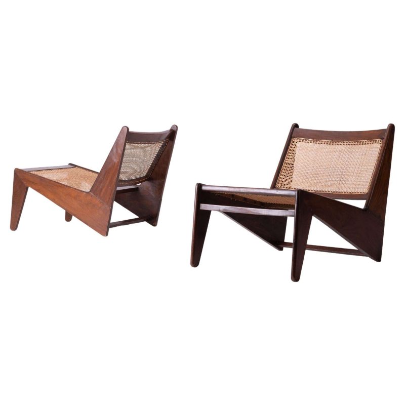 Vintage Patinated Pierre Jeanneret Kangaroo Chairs from Chandigarh, India