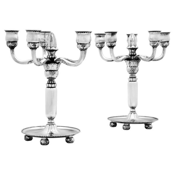 Georg Jensen Pair of Monumental Sterling Silver Candelabra 200 - Image 2