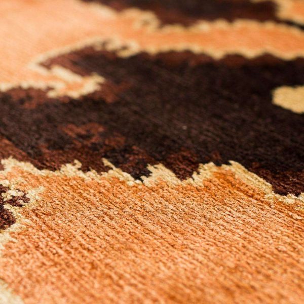 Tiger Caramel Modern Animal Print Handmade Luxury Silk Area Rug by Joseph Carini - Image 4